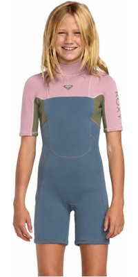 2026 Roxy Junior Prologue+ 2/2mm Back Zip Shorty Wetsuit 26RW253501 - Ash